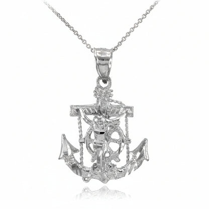 Sterling Silver Mariner Crucifix Anchor Cross Pendant Necklace Karma Blingz