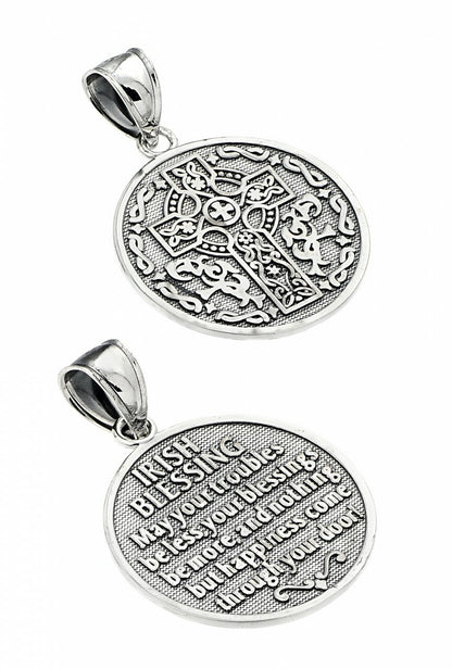 Sterling Silver Irish Blessing Celtic Cross Reversible Necklace Karma Blingz