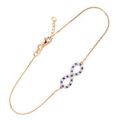14K Gold Diamond and Sapphire Infinity Bracelet (yellow, white, rose gold) Karma Blingz