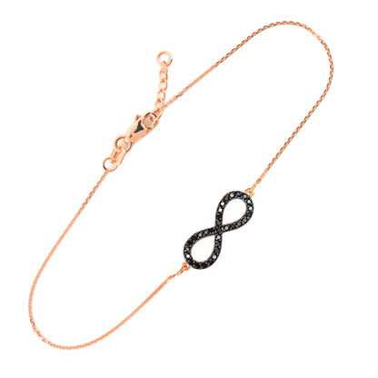 14K Gold Black Diamond Pave Infinity Bracelet (yellow, white, rose gold) Karma Blingz