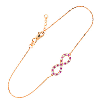14K Gold Diamond and Ruby Infinity Bracelet (yellow, white, rose gold) Karma Blingz