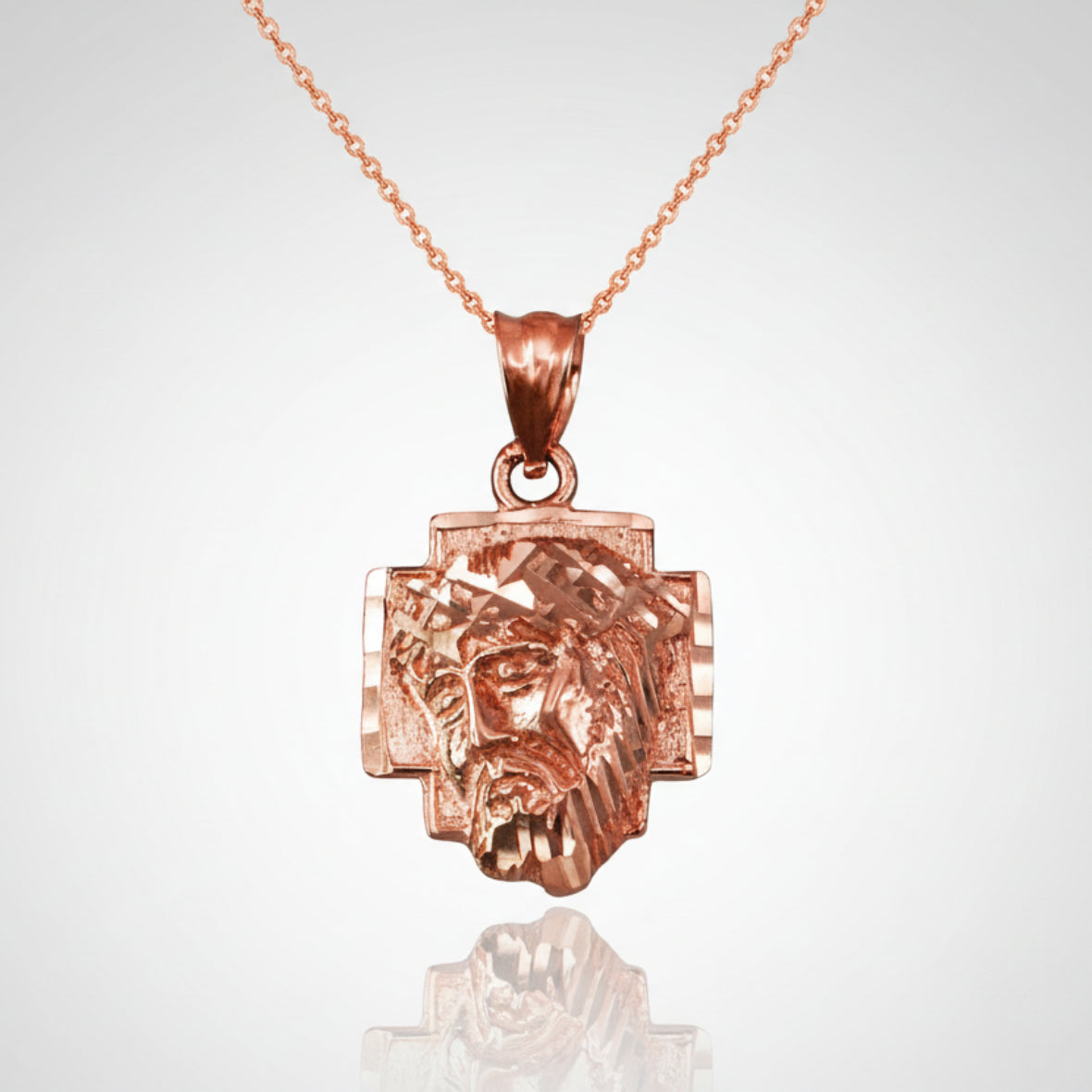 Gold Jesus Face Cross DC Charm Necklace (10K, 14K, yellow, white, rose gold) Karma Blingz