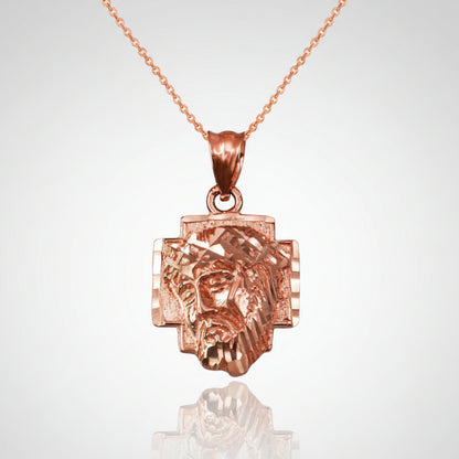 Gold Jesus Face Cross DC Charm Necklace (10K, 14K, yellow, white, rose gold) Karma Blingz