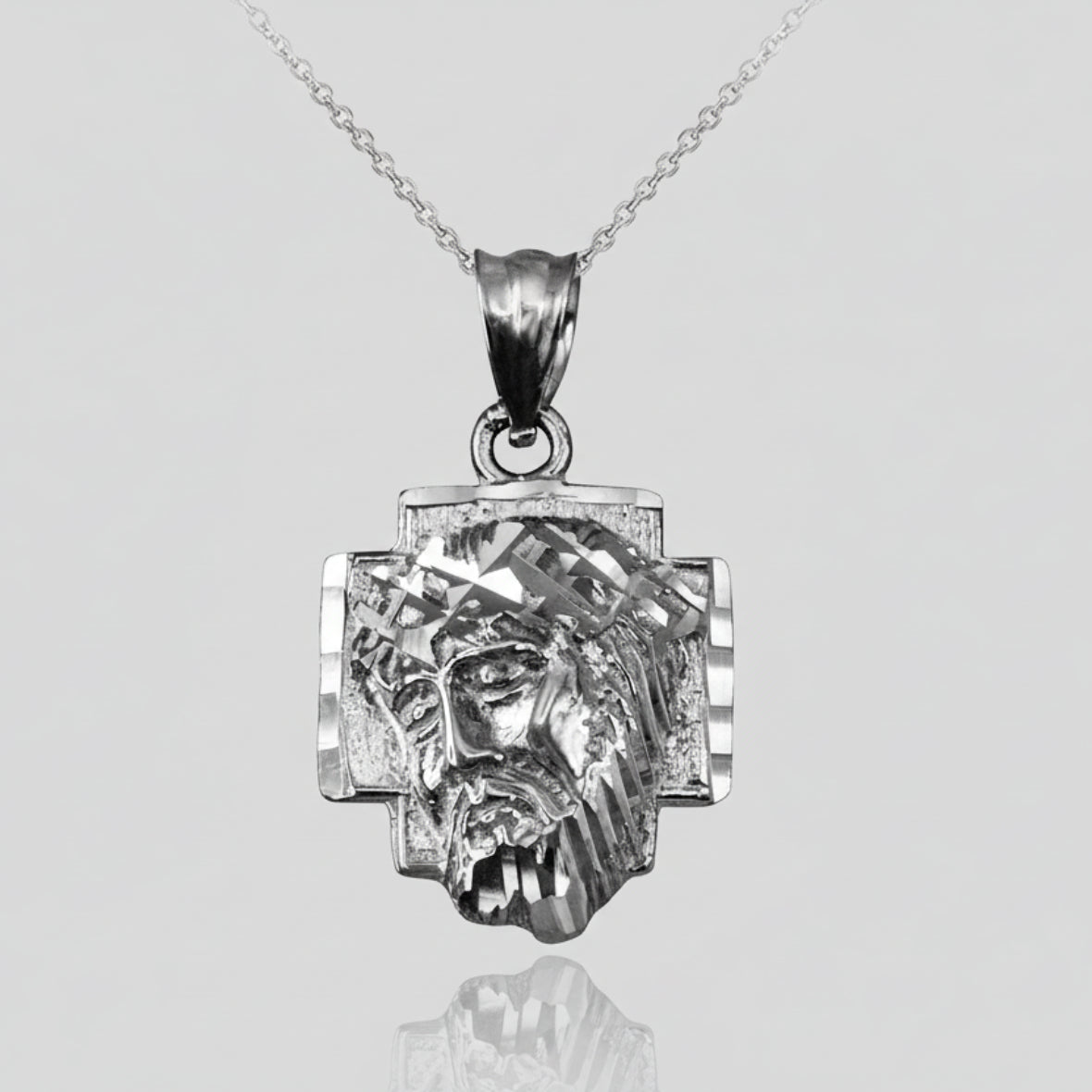 Gold Jesus Face Cross DC Charm Necklace (10K, 14K, yellow, white, rose gold) Karma Blingz