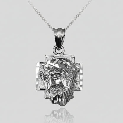 Gold Jesus Face Cross DC Charm Necklace (10K, 14K, yellow, white, rose gold) Karma Blingz