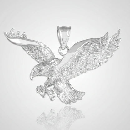 Gold Flying Eagle Pendant (10K, 14K, yellow, white gold) Karma Blingz