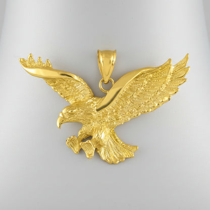 Gold Flying Eagle Pendant (10K, 14K, yellow, white gold) Karma Blingz