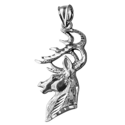 White Gold Deer Buck Head DC Pendant (10K, 14K, yellow, white, rose gold) Karma Blingz