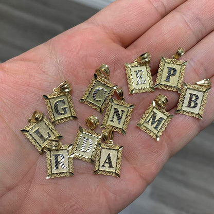 14K Yellow Gold Filigree Letter Initial Alphabet Pendant Necklace Karma Blingz