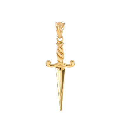 Gold Dagger Knife Charm Pendant Necklace (10k, 14k, yellow, white, rose gold) Karma Blingz