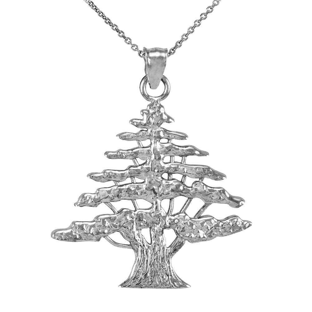 Gold Cedar Tree of Lebanon Pendant Necklace (10k, 14k, white gold) Karma Blingz