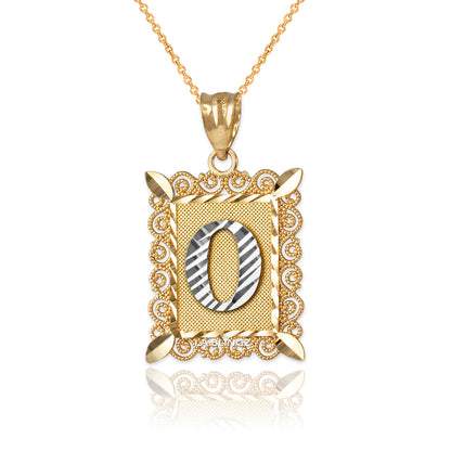 14K Yellow Gold Filigree Letter Initial Alphabet Pendant Necklace Karma Blingz