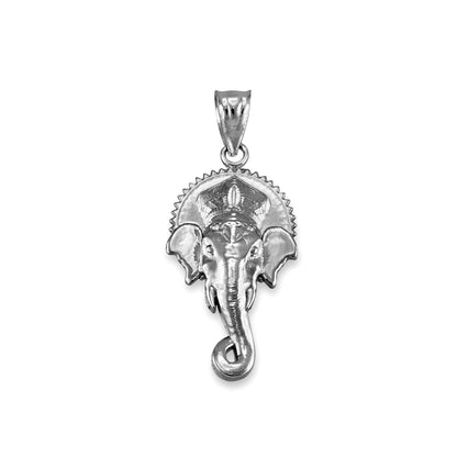 Solid Gold Hindu Elephant God Ganesha Pendant Necklace(10k, 14k, yellow, white, rose gold) Karma Blingz