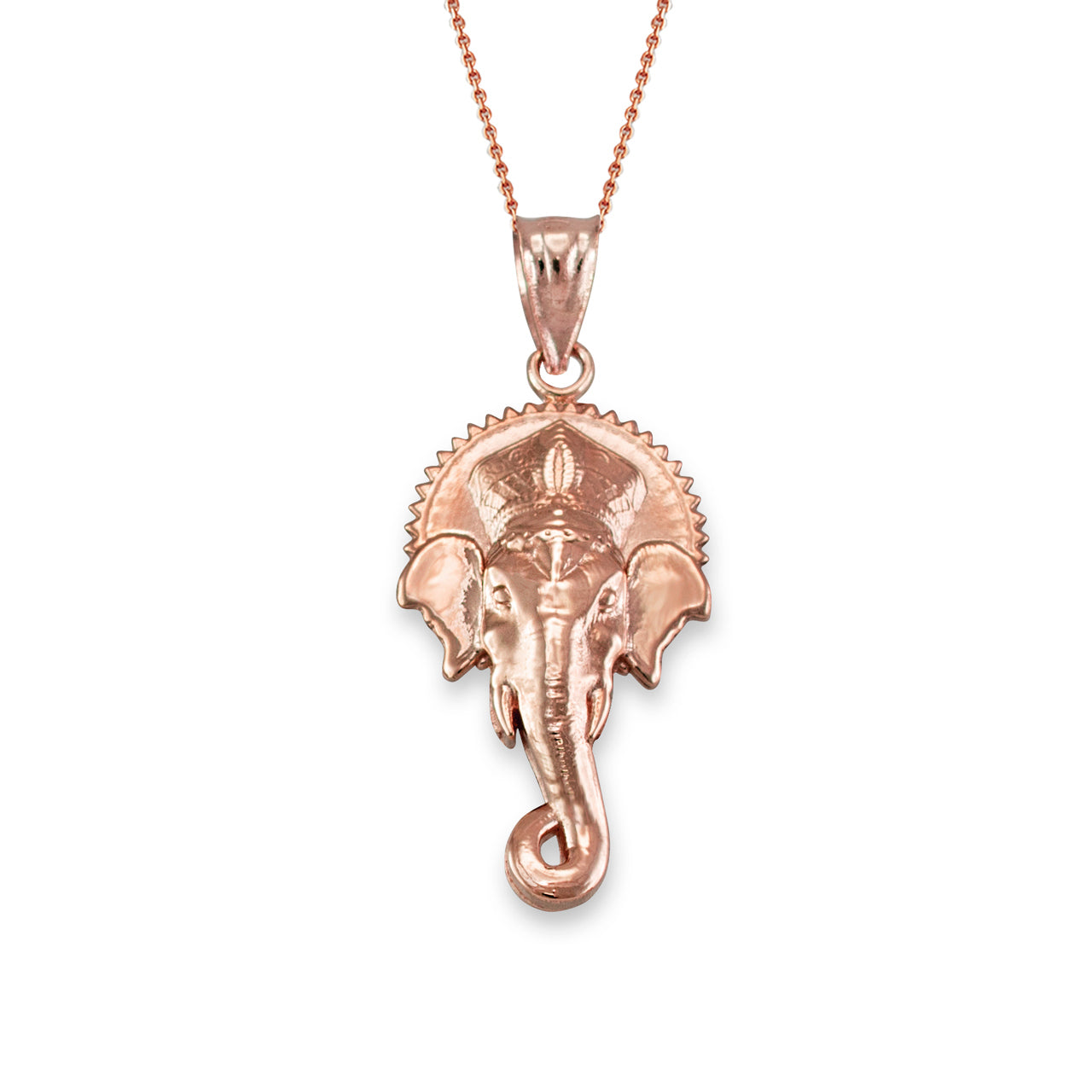 Solid Gold Hindu Elephant God Ganesha Pendant Necklace(10k, 14k, yellow, white, rose gold) Karma Blingz