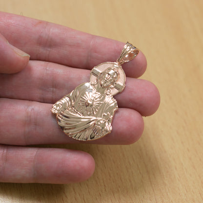 Gold Jesus Christ Sacred Heart Pendant (10K, 14K, yellow, white, rose gold) Karma Blingz