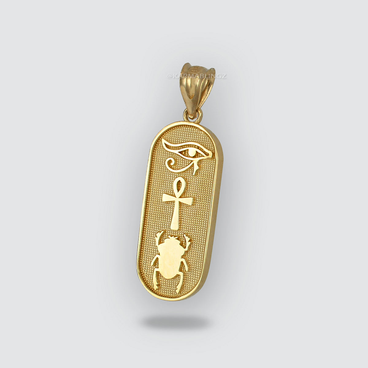Gold Egyptian Symbols Eye of Horus, Ankh and Scarab Beetle Amulet Pendant Necklace Karma Blingz