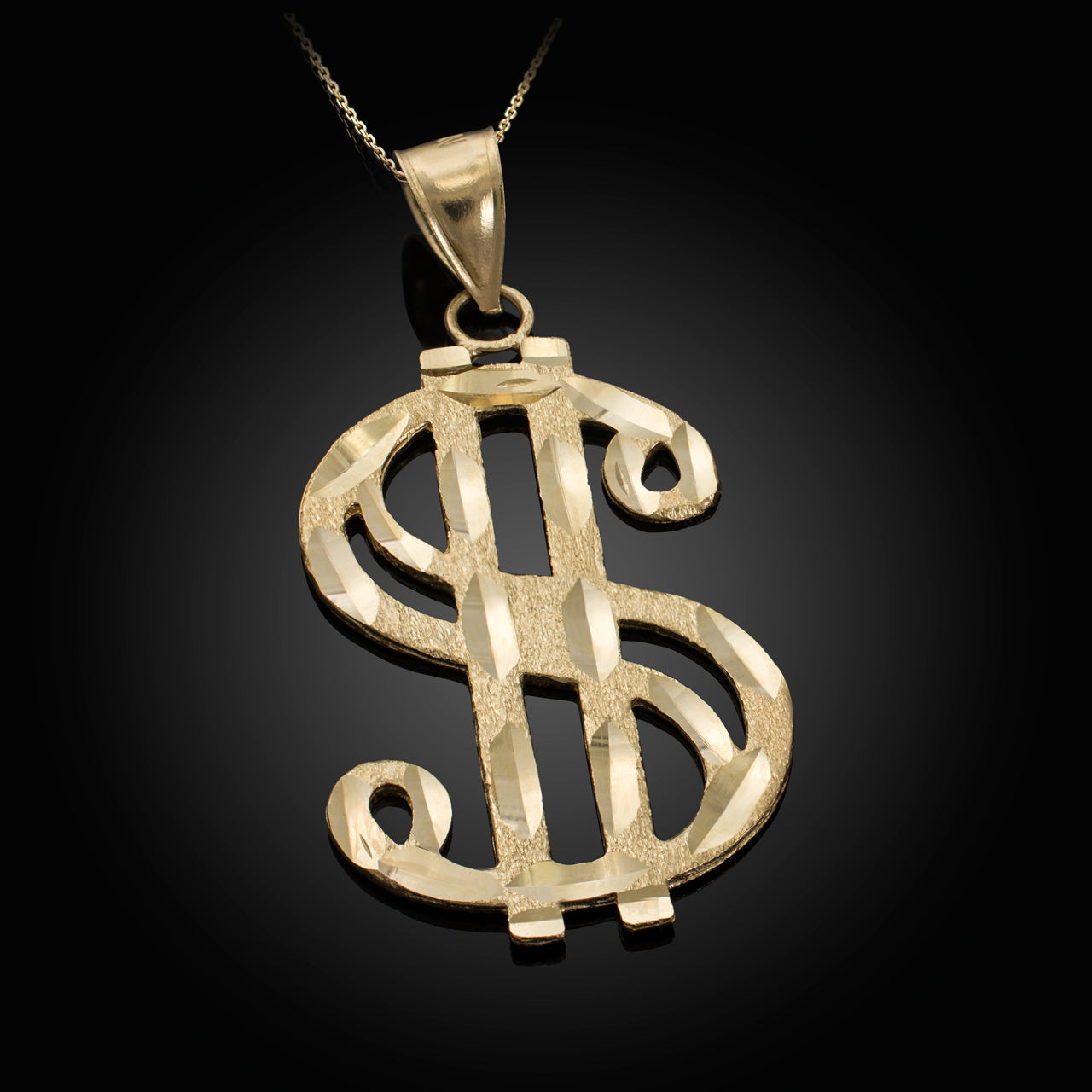 Solid Gold Dollar Sign Hip-hop Pendant Necklace Karma Blingz