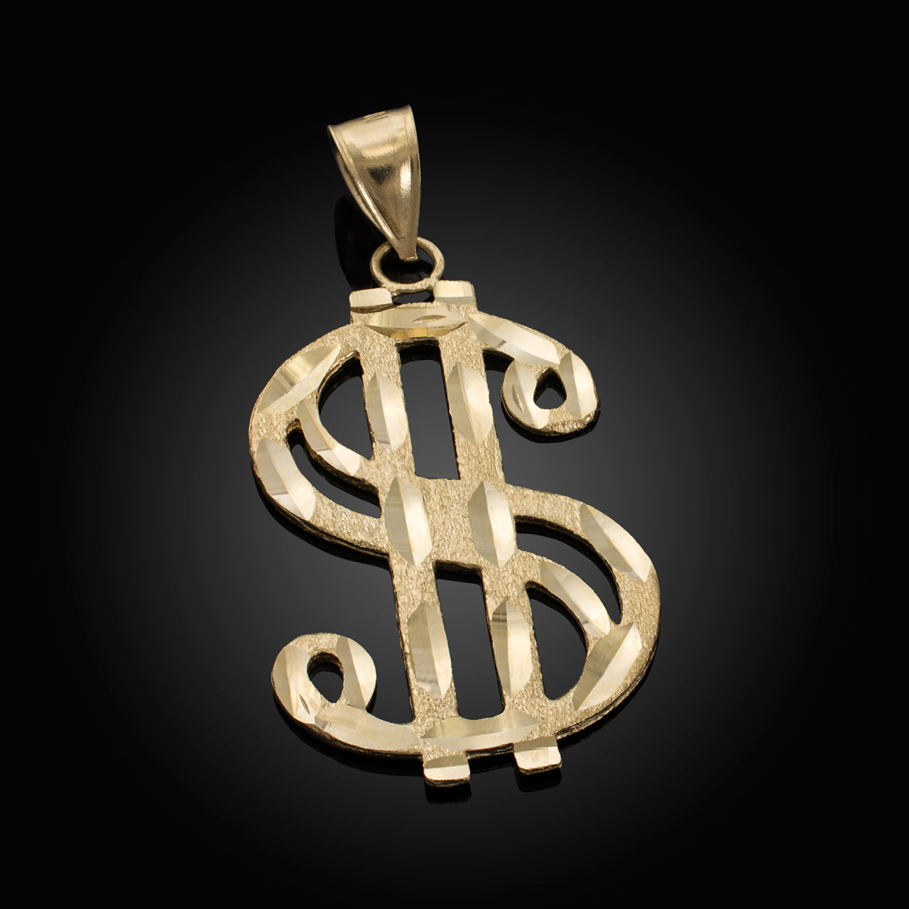 Solid Gold Dollar Sign Hip-hop Pendant Necklace Karma Blingz