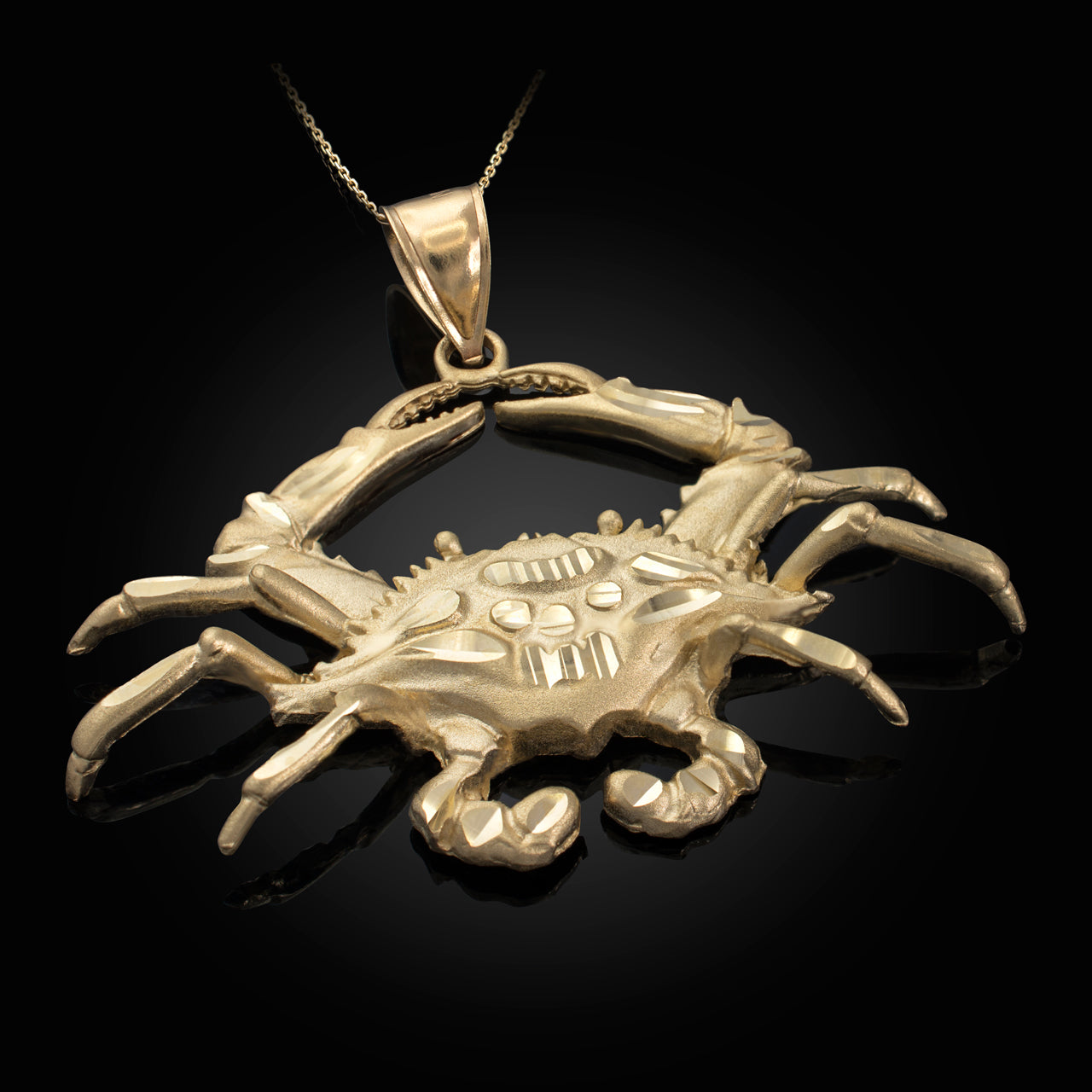 Gold Large Crab Pendant Necklace (10K, 14K, yellow, white, rose gold) Karma Blingz