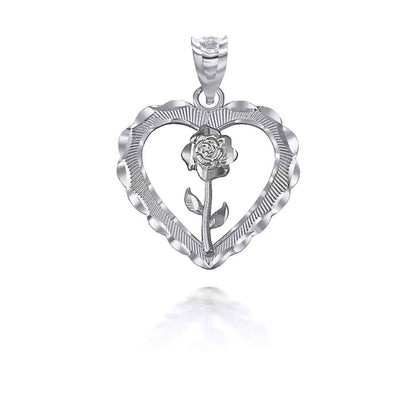 Tri-tone Gold Rose Flower Heart DC Pendant Necklace Karma Blingz