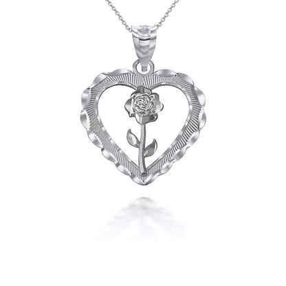 Tri-tone Gold Rose Flower Heart DC Pendant Necklace Karma Blingz