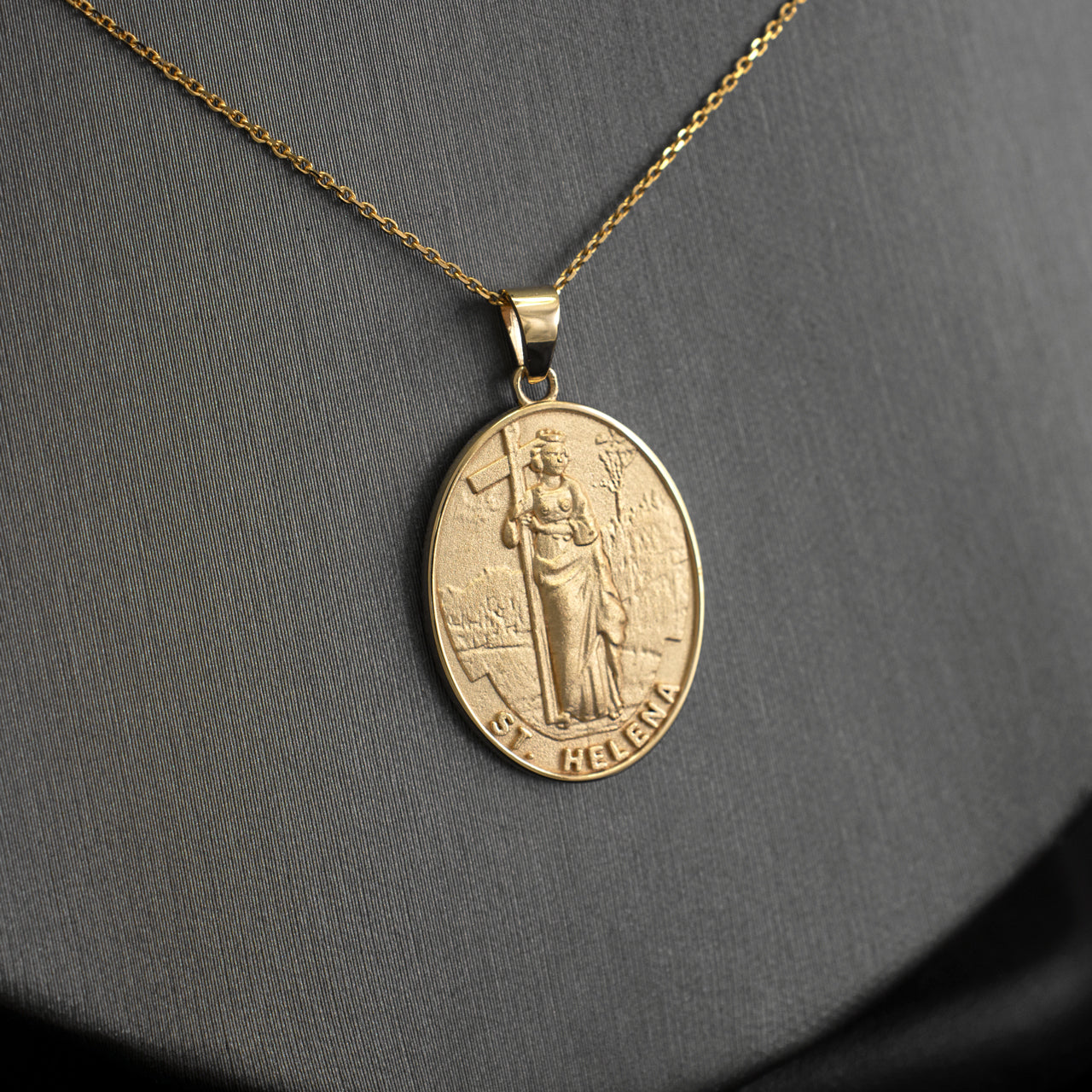 Gold Saint Helena Oval Medallion Pendant Necklace Karma Blingz