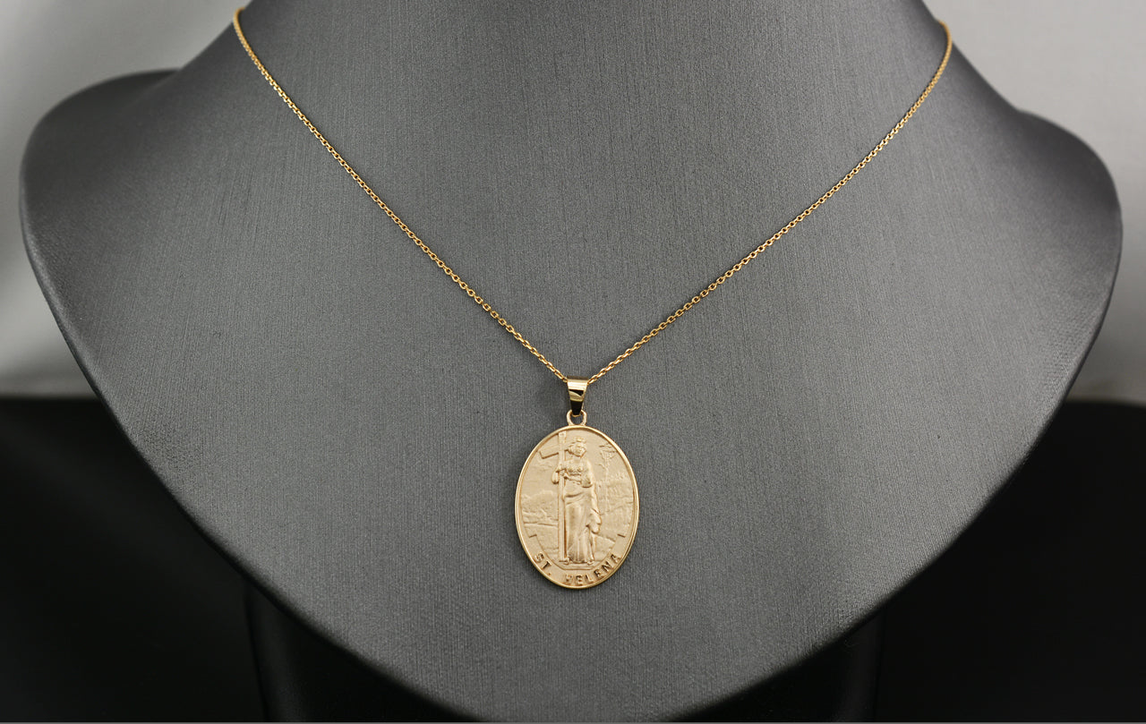 Gold Saint Helena Oval Medallion Pendant Necklace Karma Blingz