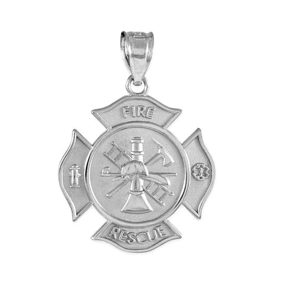 Gold Firefighter Fire Rescue Maltese Cross Pendant Necklace (14K, 10K, yellow, white, rose gold) Karma Blingz