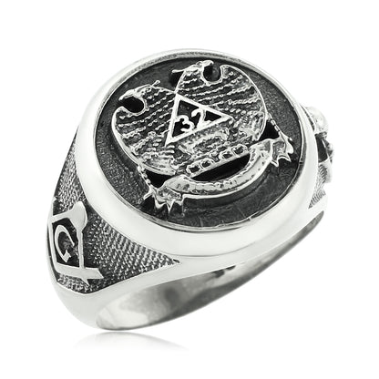 Vintage Sterling Silver 32 Degree Scottish Rite Double-headed Eagle Masonic Ring Karma Blingz