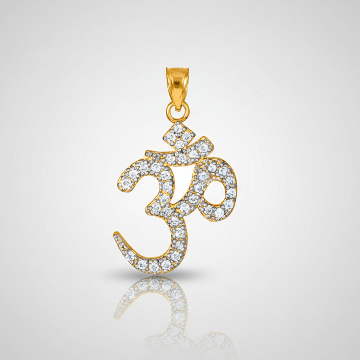 14K Diamond Studded Om Yoga Pendant Necklace (yellow, white, rose gold) Karma Blingz