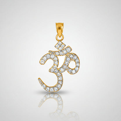 14K Diamond Studded Om Yoga Pendant Necklace (yellow, white, rose gold) Karma Blingz