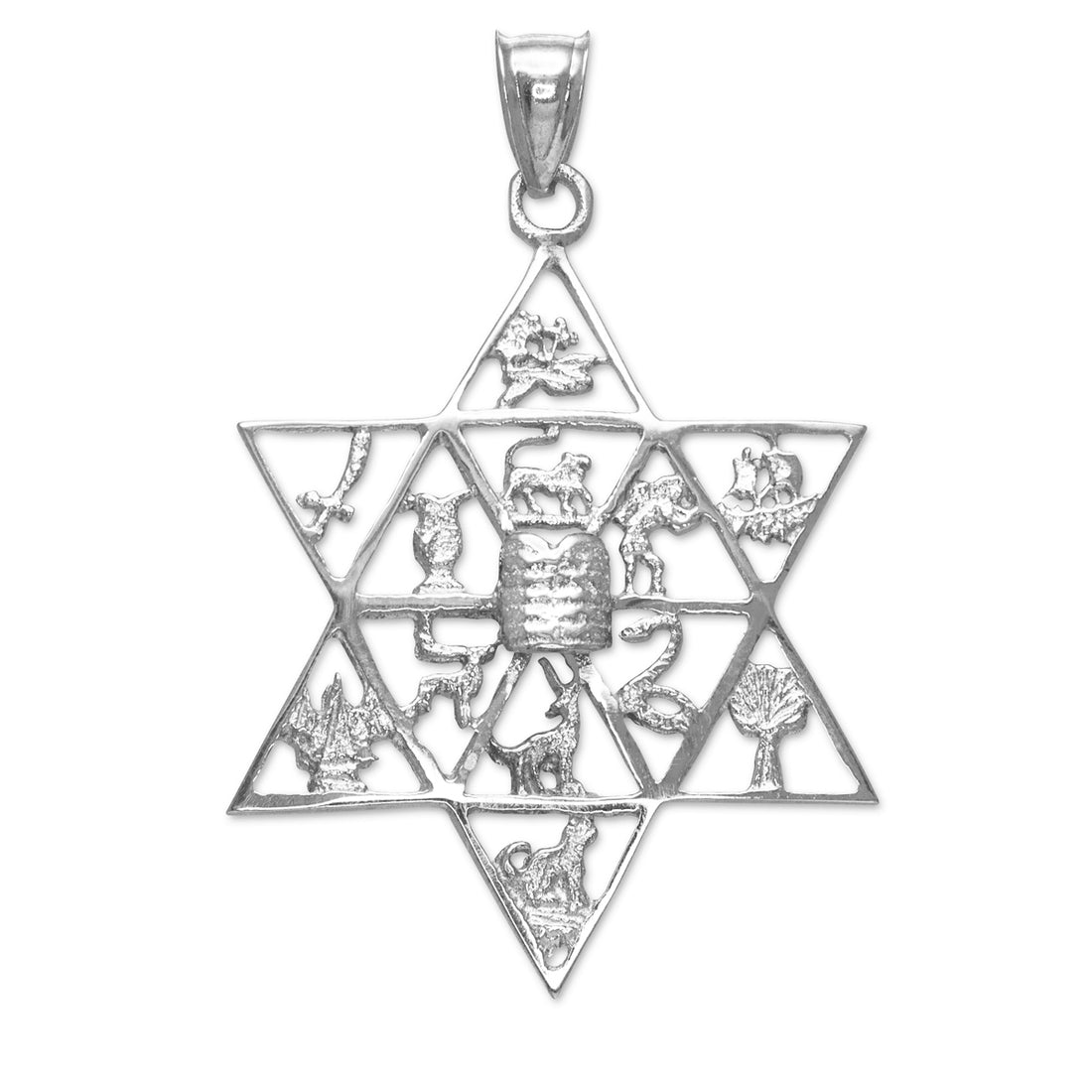Sterling Silver Star of David 12 Twelve Tribes of Israel Pendant Karma Blingz