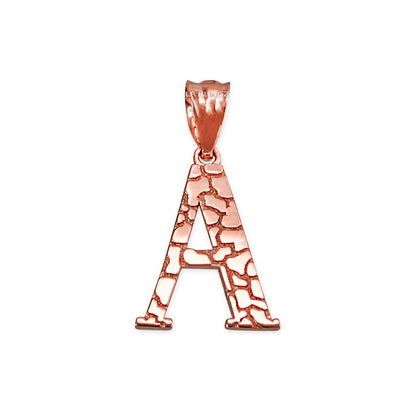 Gold Nugget Alphabet Initial Letter "A" Pendant Necklace (yellow, white, rose gold) Karma Blingz
