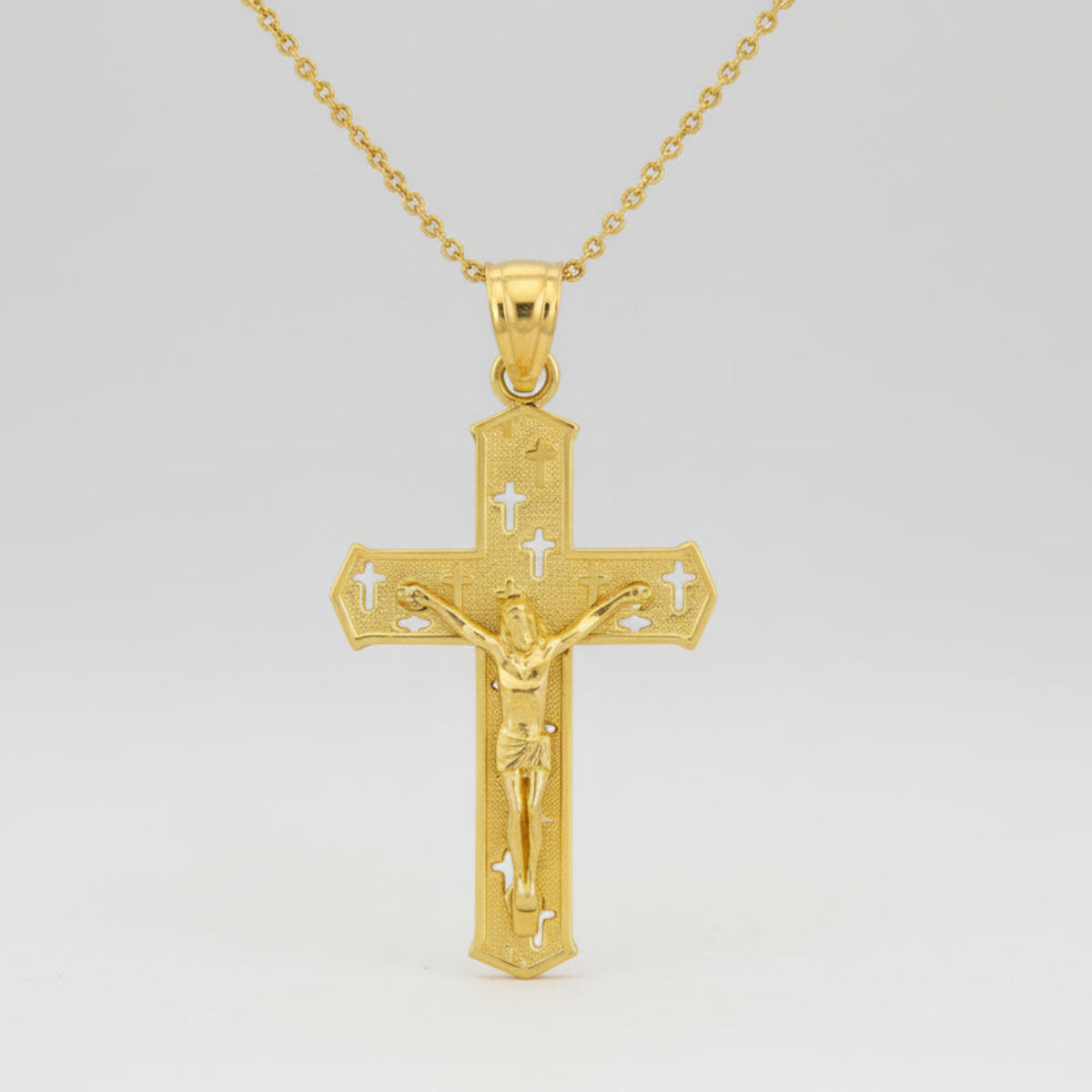 Gold Crucifix Cross Charm Pendant Necklace (10k, 14k, yellow, white, rose gold) Karma Blingz