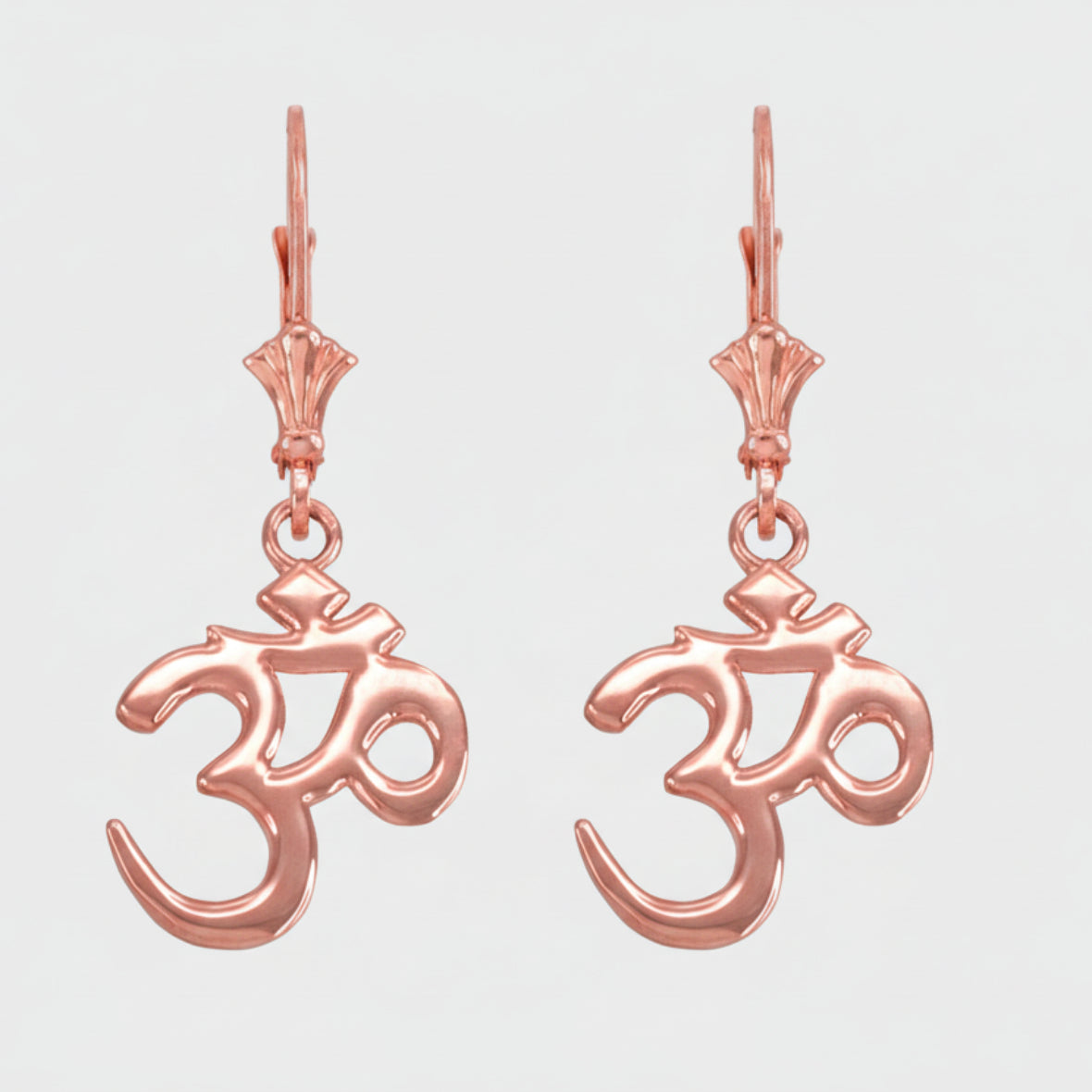 14K Gold Om (Aum) Yoga Earrings (yellow, white, rose gold) Karma Blingz