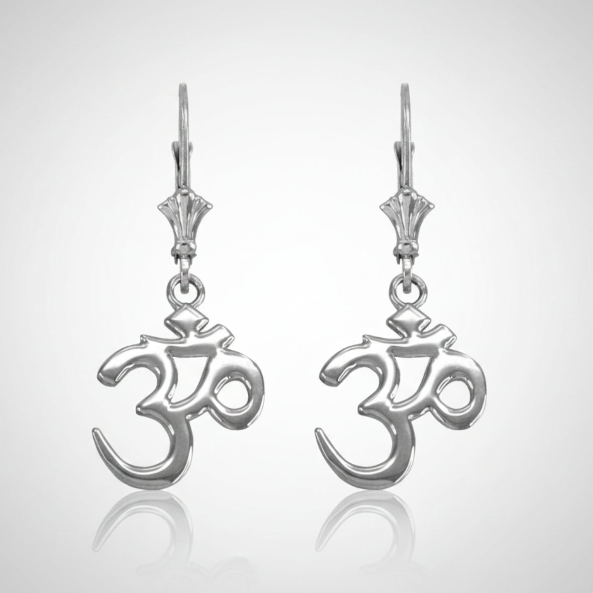 14K Gold Om (Aum) Yoga Earrings (yellow, white, rose gold) Karma Blingz