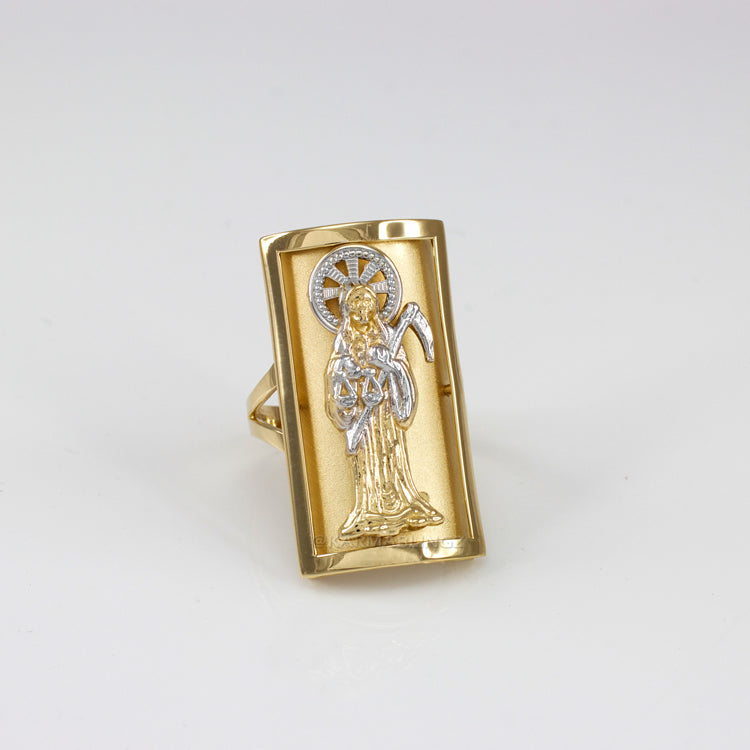 Gold Santa Muerte Fancy Ring (1.2") Karma Blingz