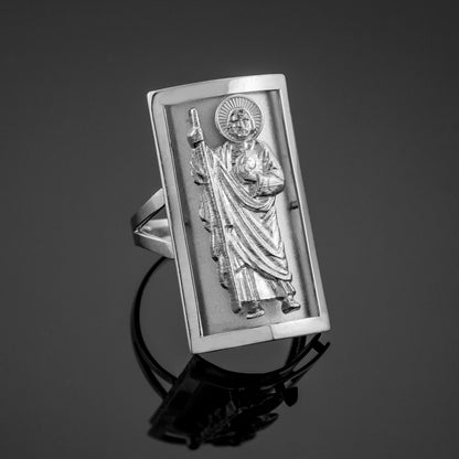 Sterling Silver Saint Jude Fancy Ring (1.2") Karma Blingz
