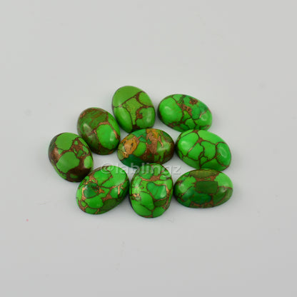 Solid Gold Green Copper Turquoise Gemstone Oval Statement Ring Karma Blingz