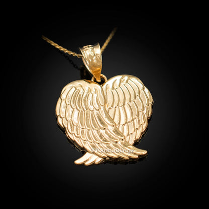 Gold Angel Wings Pendant Necklace (yellow, white, rose gold, 10k, 14k) Karma Blingz