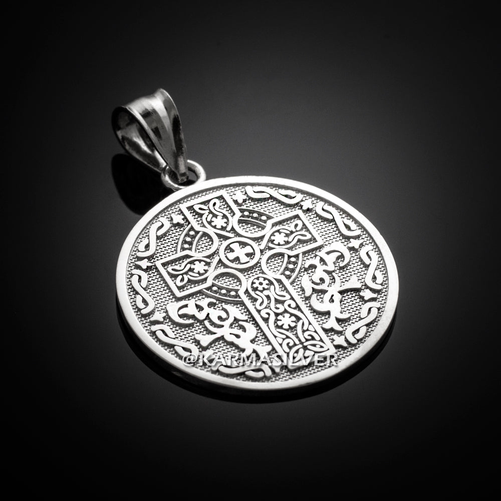 Sterling Silver Irish Blessing Celtic Cross Reversible Necklace Karma Blingz