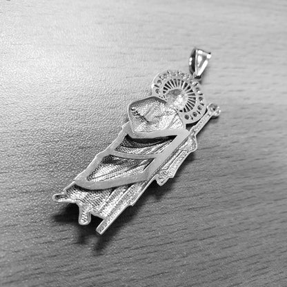 White Gold Saint Jude CZ Charm Pendant (Small/Medium/Large,10K, 14K) Karma Blingz