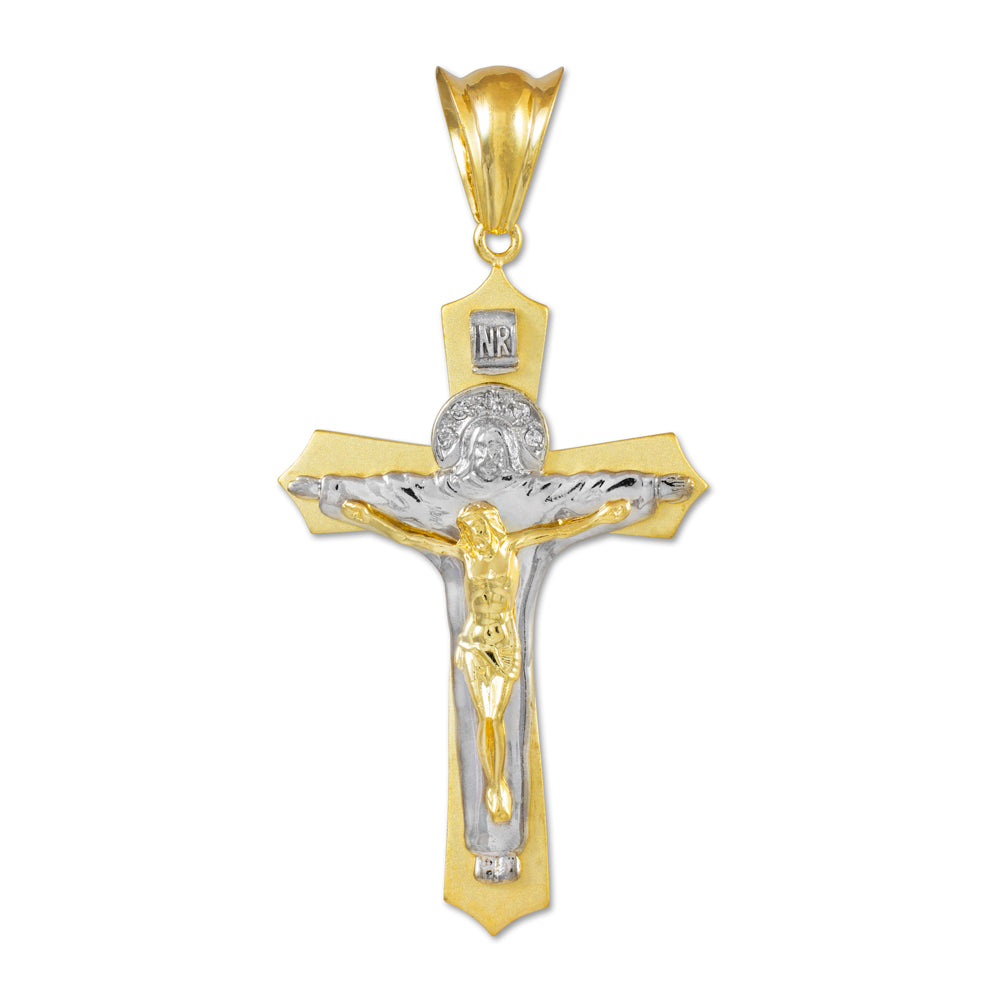 Gold Holy Trinity Crucifix CZ Hip-Hop Cross Pendant Karma Blingz