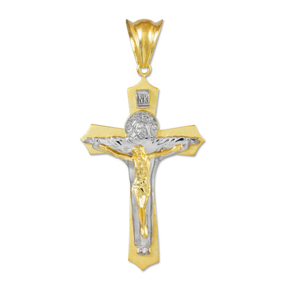 Gold Holy Trinity Crucifix CZ Hip-Hop Cross Pendant Karma Blingz