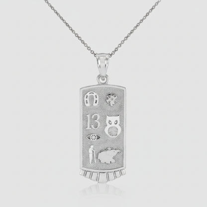 Sterling Silver Lucky Charm Good Luck Symbols Talisman Pendant Necklace Karma Blingz