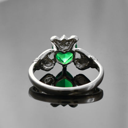 Sterling Silver Emerald Green CZ Claddagh Ring Karma Blingz