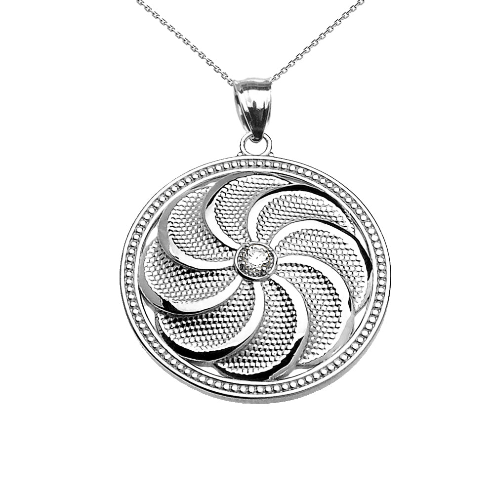 Sterling Silver Armenian Eternity Shield CZ Pendant Necklace Karma Blingz