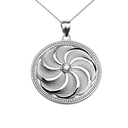 Sterling Silver Armenian Eternity Shield CZ Pendant Necklace Karma Blingz