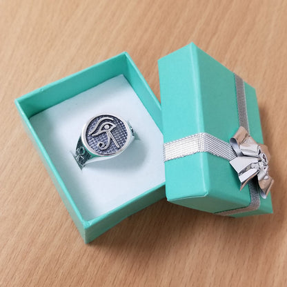 Sterling Silver Egyptian Eye of Horus Mens Ankh Ring Karma Blingz