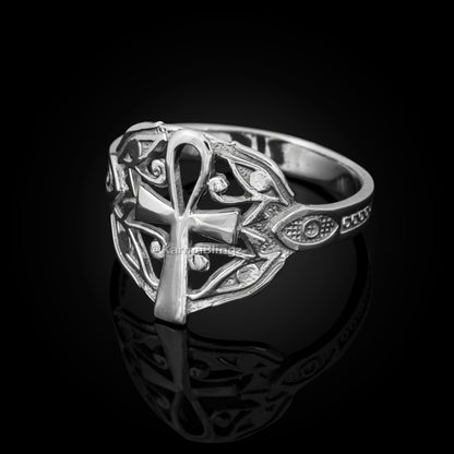 Sterling Silver Egyptian Ankh Womens Ring Karma Blingz